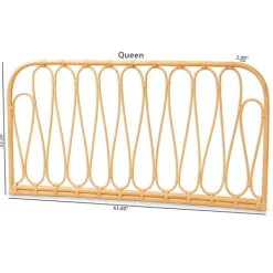 Beds & Headboards-Kirkland's Home Natural Curved Rat Wall Mounted Queen Headboard Tan