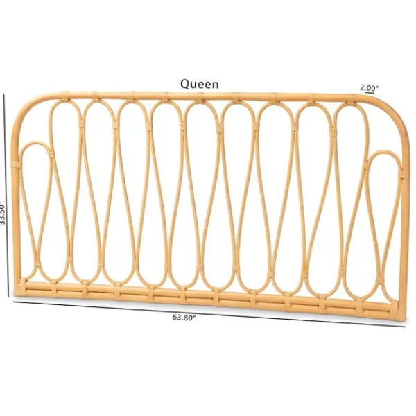 Beds & Headboards-Kirkland's Home Natural Curved Rat Wall Mounted Queen Headboard Tan