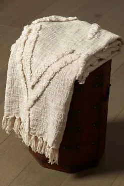 Blankets & Throws-Kirkland's Home Natural Diamond Cotton Blanket Ivory
