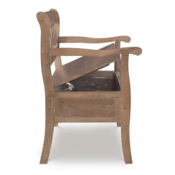 Benches & Ottomans-Kirkland's Home Natural Driftwood Fretwork Back Storage Bench Brown