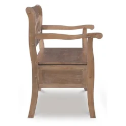Benches & Ottomans-Kirkland's Home Natural Driftwood Fretwork Back Storage Bench Brown