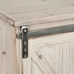 Entryway Furniture-Kirkland's Home Natural Farmhouse Sliding Door Cabinet Gray