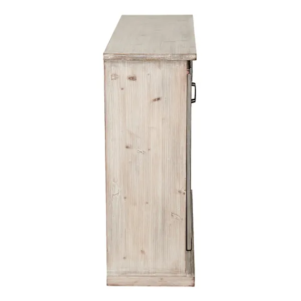 Entryway Furniture-Kirkland's Home Natural Farmhouse Sliding Door Cabinet Gray