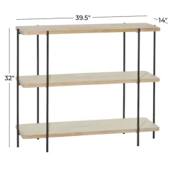 Console Tables-Kirkland's Home Natural Fir Open 3-Tier Console Table Tan/Black