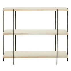 Console Tables-Kirkland's Home Natural Fir Open 3-Tier Console Table Tan/Black