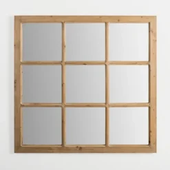 Decorative Mirrors-Kirkland's Home Natural Fir Wood Window Pane Mirror