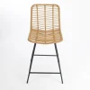 Bar Stools & Counter Height Stools-Kirkland's Home Natural Fishbone Rattan Counter Stool Tan/Black
