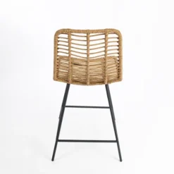 Bar Stools & Counter Height Stools-Kirkland's Home Natural Fishbone Rattan Counter Stool Tan/Black