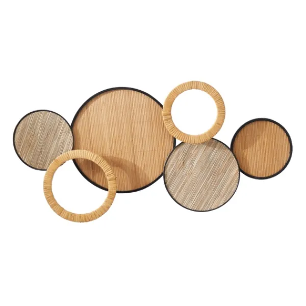 Wall Plaques-Kirkland's Home Natural Floating Disks Bamboo Wall Plaque Tan/Black
