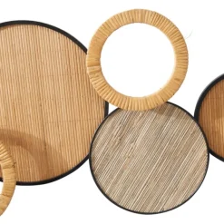 Wall Plaques-Kirkland's Home Natural Floating Disks Bamboo Wall Plaque Tan/Black
