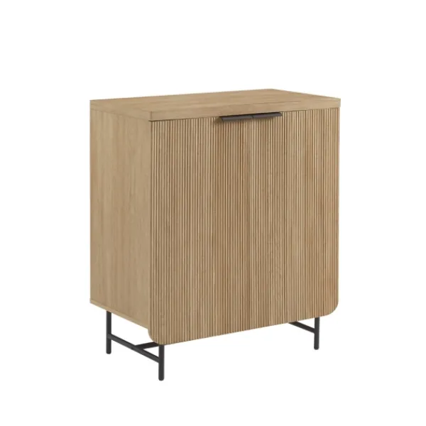 Cabinets & Sideboards-Kirkland's Home Natural Fluted Wood Scandinavian Cabinet Tan