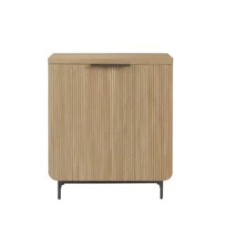 Cabinets & Sideboards-Kirkland's Home Natural Fluted Wood Scandinavian Cabinet Tan