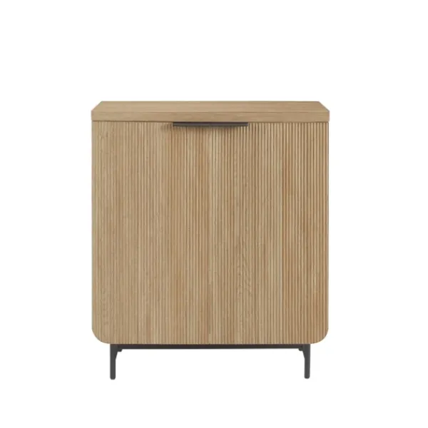 Cabinets & Sideboards-Kirkland's Home Natural Fluted Wood Scandinavian Cabinet Tan