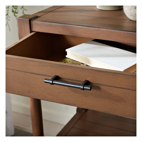 Accent & End Tables-Kirkland's Home Natural Geometric Industrial Pull Accent Table Brown