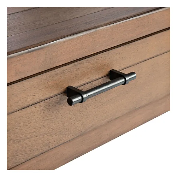 Accent & End Tables-Kirkland's Home Natural Geometric Industrial Pull Accent Table Brown