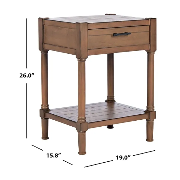Accent & End Tables-Kirkland's Home Natural Geometric Industrial Pull Accent Table Brown