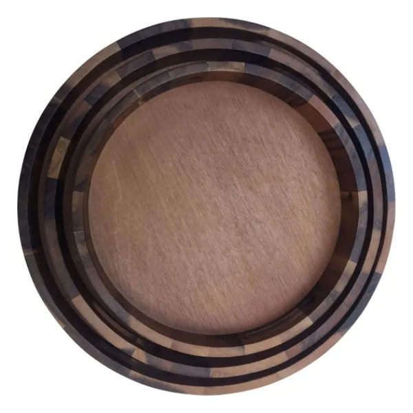 Decorative Trays-Kirkland's Home Natural Grain Acacia Wood 3-Pc. Tray Set Brown