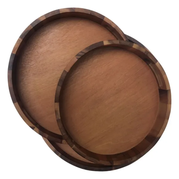 Decorative Trays-Kirkland's Home Natural Grain Acacia Wood 3-Pc. Tray Set Brown