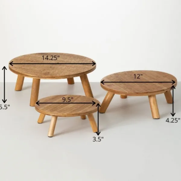 Decorative Trays-Kirkland's Home Natural Grain Wooden Risers 3-Pc. Tray Set Brown