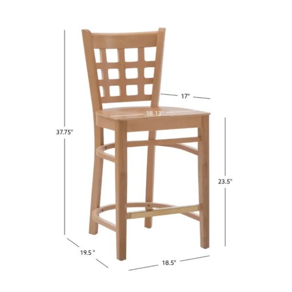 Bar Stools & Counter Height Stools-Kirkland's Home Natural Grid Back Wood Counter Stools, Set Of 2 Tan