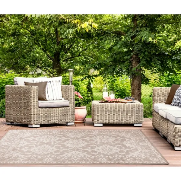Outdoor Rugs-Kirkland's Home Natural Ivy Indoor/Outdoor Area Rug, 6X9 Tan