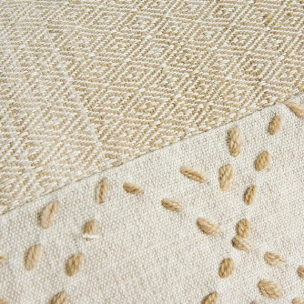 Pillows-Kirkland's Home Natural Kantha Stitch Recycled Throw Pillow Tan