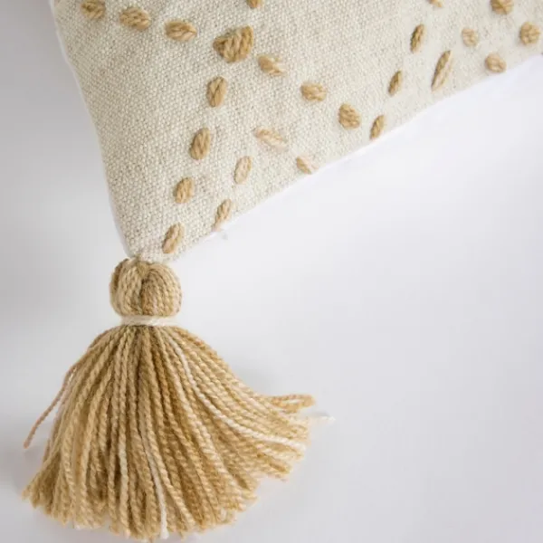 Pillows-Kirkland's Home Natural Kantha Stitch Recycled Throw Pillow Tan