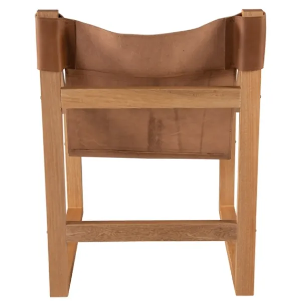 Accent Chairs-Kirkland's Home Natural Leather And Wood Sling Accent Chair Tan