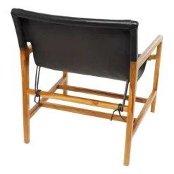 Accent Chairs-Kirkland's Home Natural Leather Sling Accent Chair Black