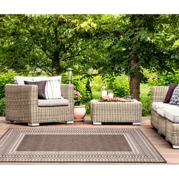 Outdoor Rugs-Kirkland's Home Natural Linear Macy Indoor/Outdoor Area Rug, 6X9 Brown