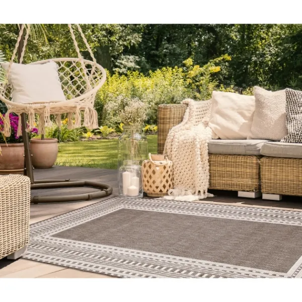 Outdoor Rugs-Kirkland's Home Natural Linear Macy Indoor/Outdoor Area Rug, 7X9 Brown