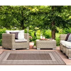 Outdoor Rugs-Kirkland's Home Natural Linear Macy Indoor/Outdoor Area Rug, 4X7 Brown