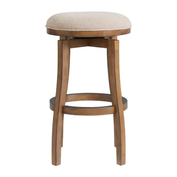 Bar Stools & Counter Height Stools-Kirkland's Home Natural Linen Barrel Base Swivel Bar Stool Tan