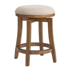 Bar Stools & Counter Height Stools-Kirkland's Home Natural Linen Barrel Base Swivel Counter Stool Set Tan