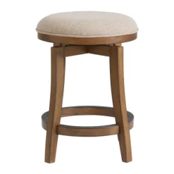 Bar Stools & Counter Height Stools-Kirkland's Home Natural Linen Barrel Base Swivel Counter Stool Set Tan