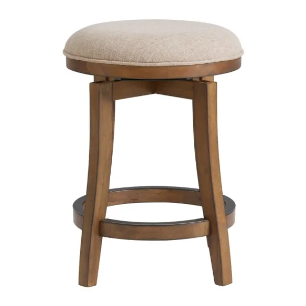 Bar Stools & Counter Height Stools-Kirkland's Home Natural Linen Barrel Base Swivel Counter Stool Set Tan