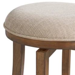Bar Stools & Counter Height Stools-Kirkland's Home Natural Linen Barrel Base Swivel Counter Stool Tan