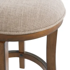 Bar Stools & Counter Height Stools-Kirkland's Home Natural Linen Barrel Base Swivel Counter Stool Tan
