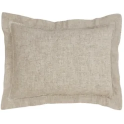 Pillows-Kirkland's Home Natural Linen Down Hemstitched Lumbar Pillow Tan