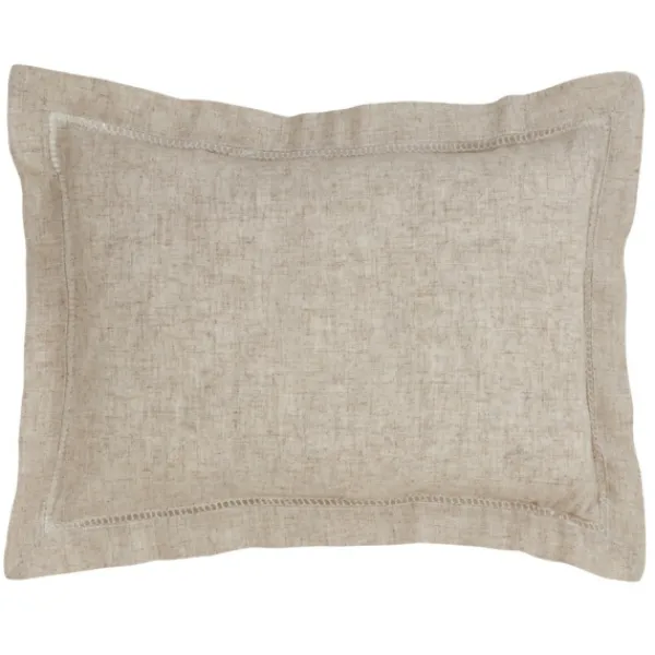 Pillows-Kirkland's Home Natural Linen Down Hemstitched Lumbar Pillow Tan