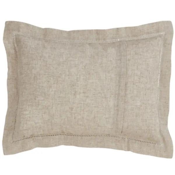 Pillows-Kirkland's Home Natural Linen Down Hemstitched Lumbar Pillow Tan