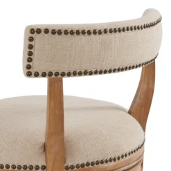 Bar Stools & Counter Height Stools-Kirkland's Home Natural Linen Upholstered Swivel Bar Stool Tan