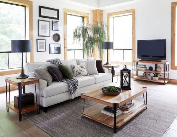 Accent & End Tables-Kirkland's Home Natural Live Edge Acacia Wood Accent Table Tan/Black