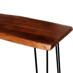 Console Tables-Kirkland's Home Natural Live Edge Hairpin Legs Console Table Tan