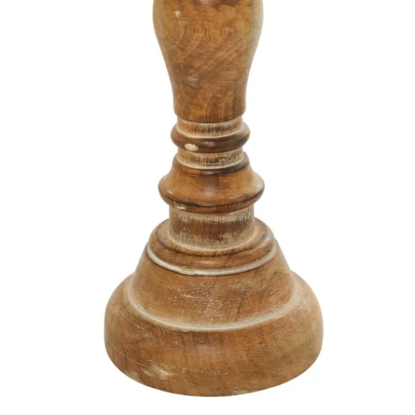 Candle Holders-Kirkland's Home Natural Mango Wood Carved Candle Holders, Set Of 3 Tan