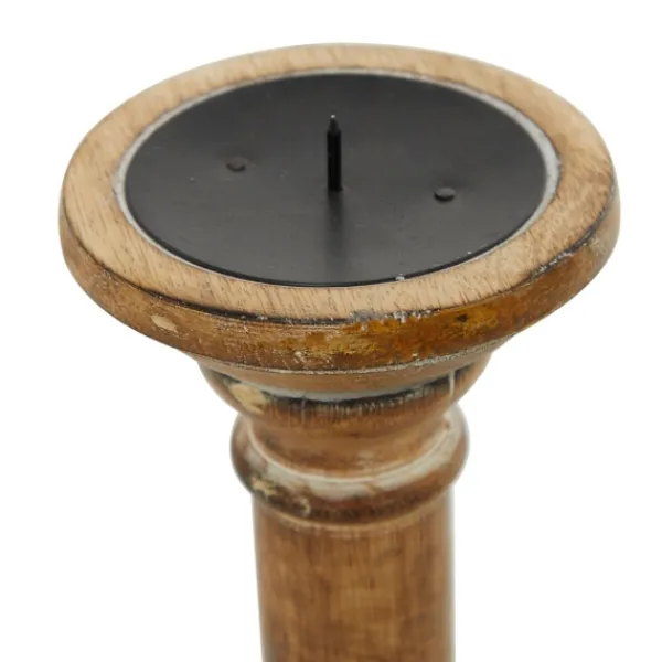 Candle Holders-Kirkland's Home Natural Mango Wood Carved Candle Holders, Set Of 3 Tan