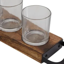 Candle Holders-Kirkland's Home Natural Mango Wood 2-Pc. Candle Holders Brown/Black