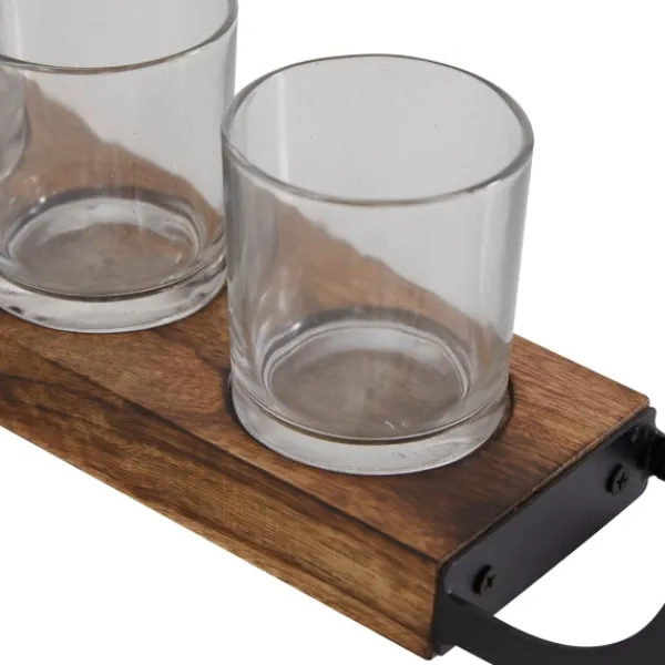 Candle Holders-Kirkland's Home Natural Mango Wood 2-Pc. Candle Holders Brown/Black