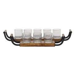 Candle Holders-Kirkland's Home Natural Mango Wood 2-Pc. Candle Holders Brown/Black