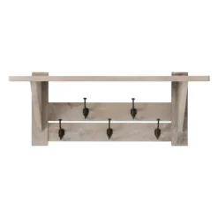Entryway Furniture-Kirkland's Home Natural Mango Wood 2-Pc. Wall Hook And Bench Set